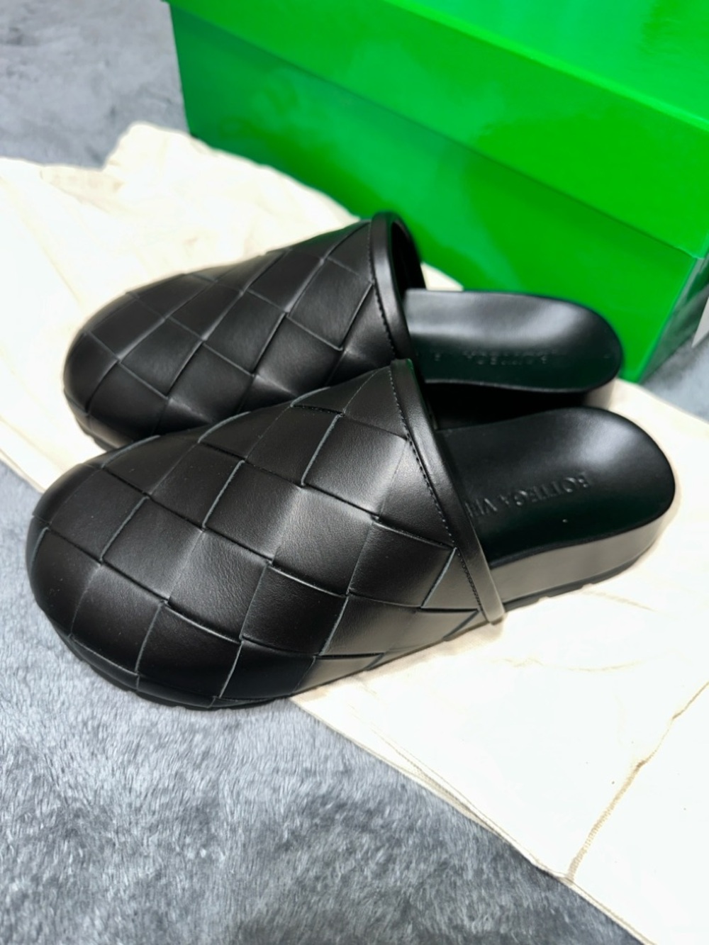Bottega Veneta Black Reggie Intrecciato Leather Slide Mule Clog BNIB - Picture 4 of 8